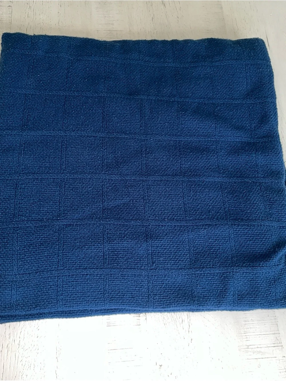 Lauren Ralph Lauren 100% Cotton 90”x90” Queen Blue Squares Waffle Blanket USA